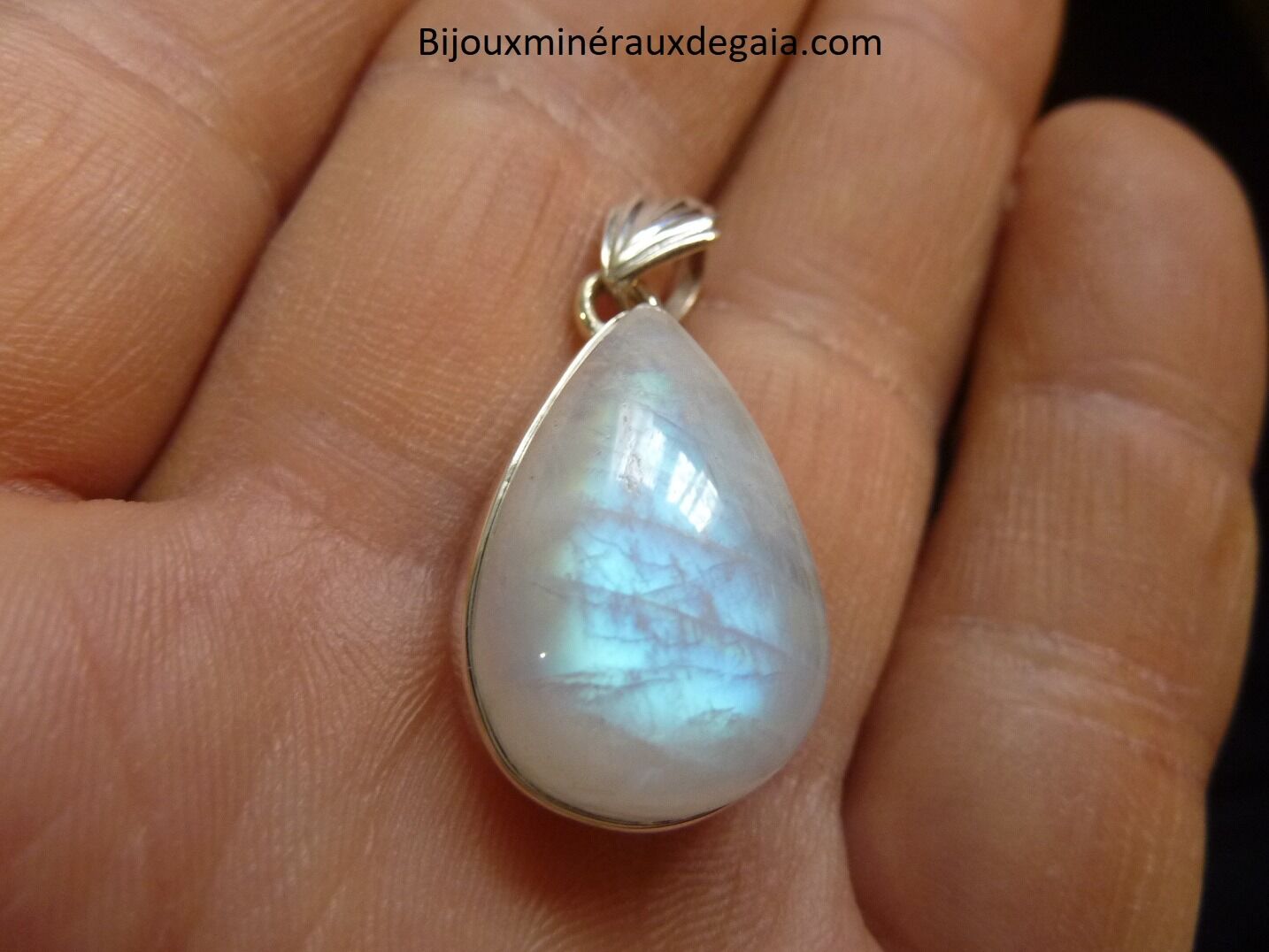 Pendentif Pierre de lune Monture argent 925 Ref 8003