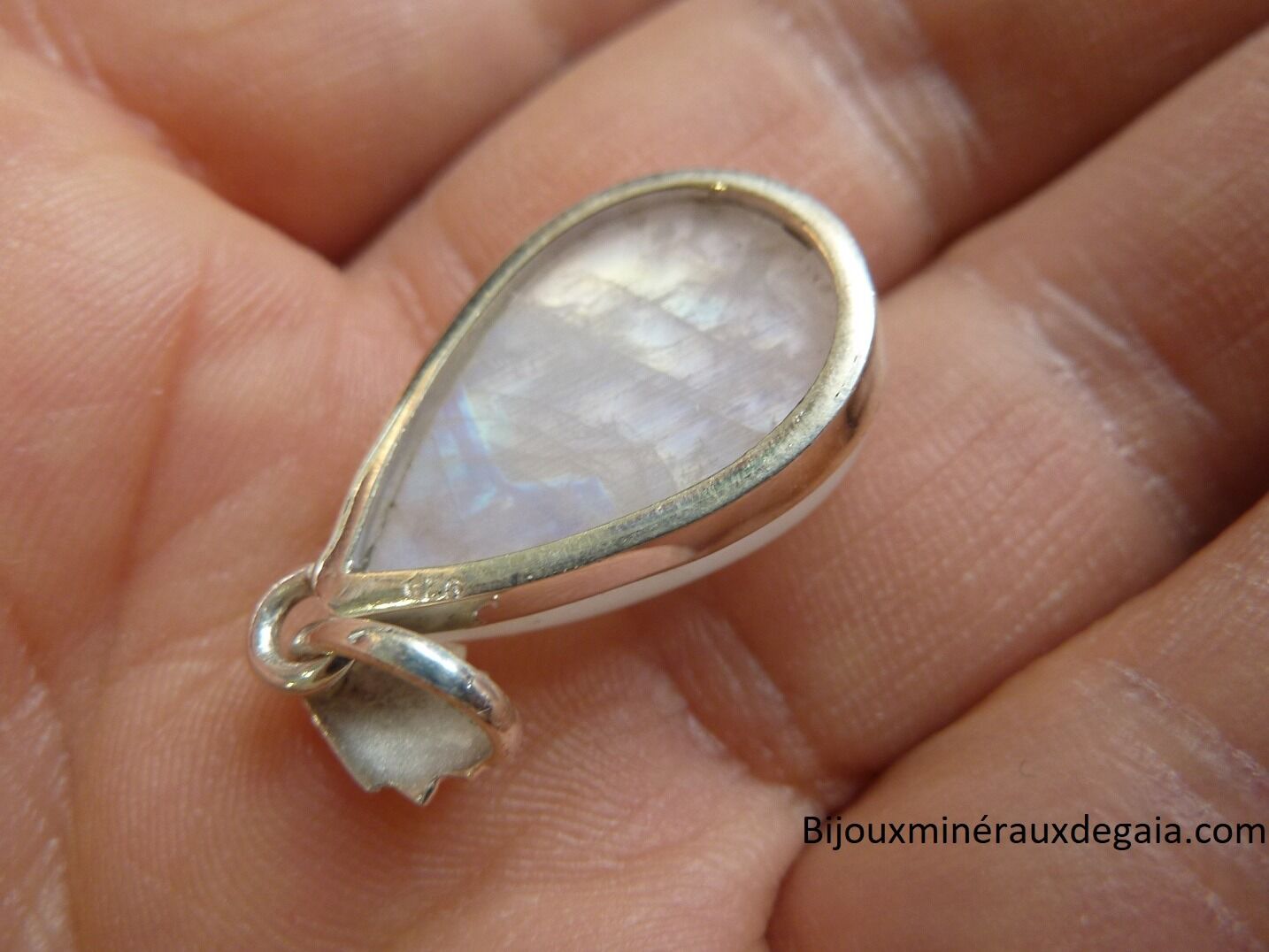 Pendentif Pierre de lune Monture argent 925 Ref 8003