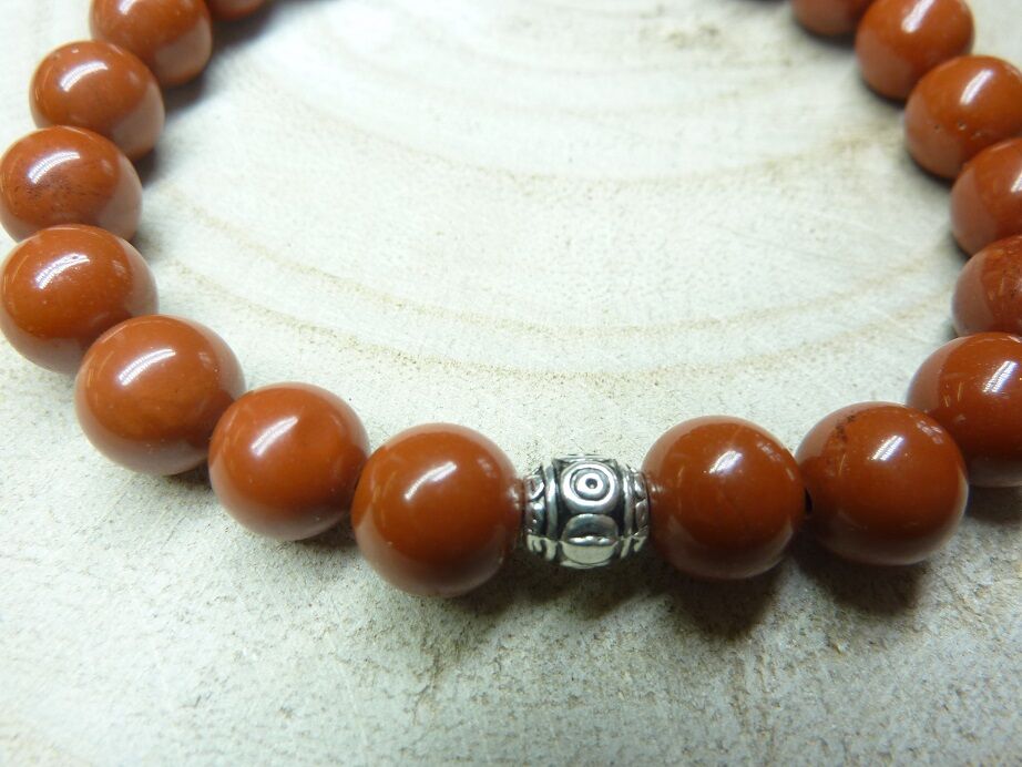 Bracelet Jaspe rouge - Perles 8 mm
