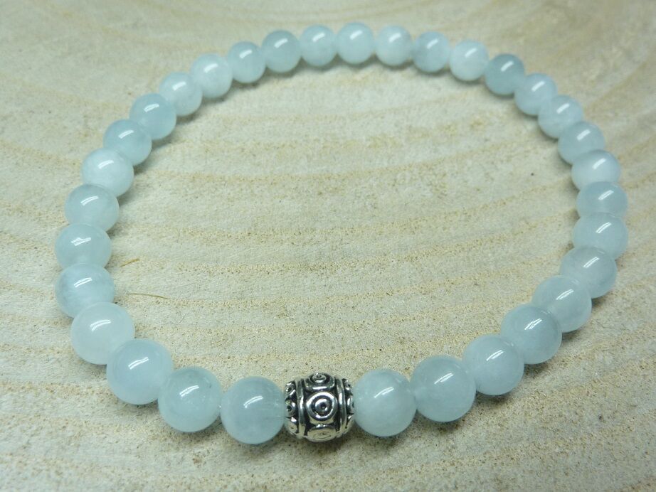 Bracelet Aigue marine - Perles 6 mm