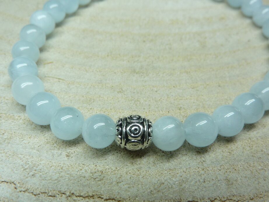 Bracelet Aigue marine - Perles 6 mm