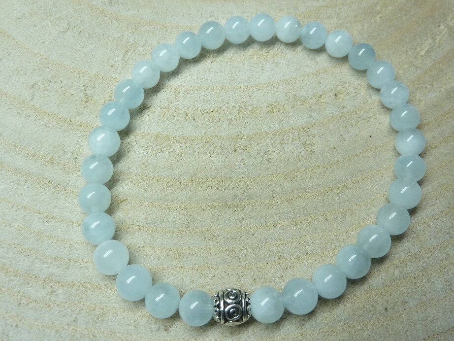 Bracelet Aigue marine - Perles 6 mm