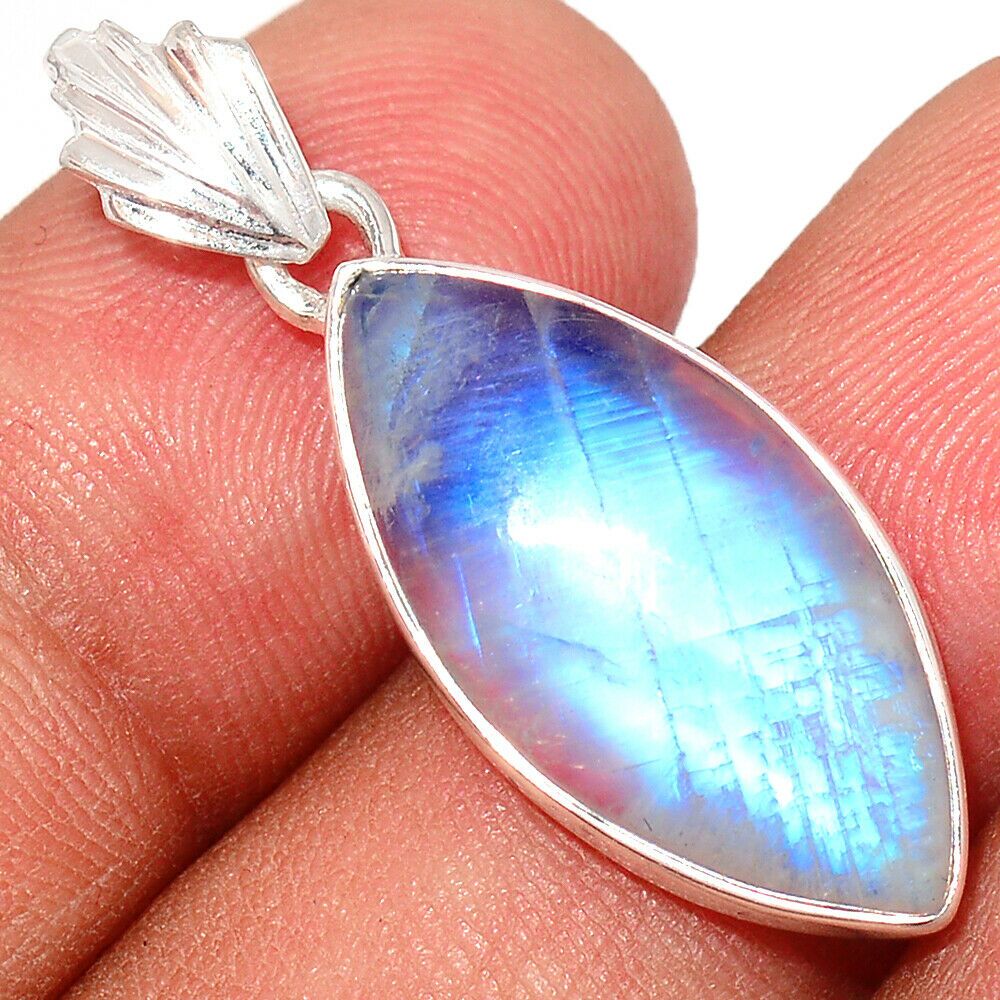 Pendentif pierre de lune monture argent 925 ref 9426
