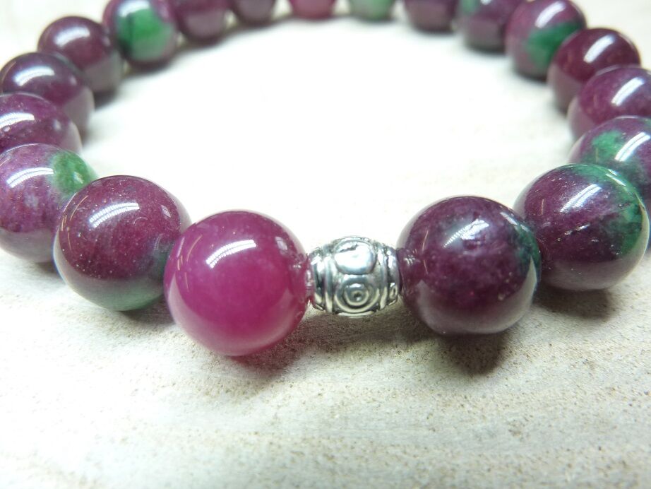 Bracelet Rubis Zoisite - Perles rondes 10 mm