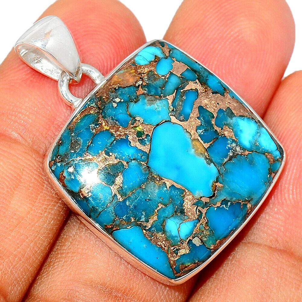 Pendentif Turquoise monture argent 925 ref 6766