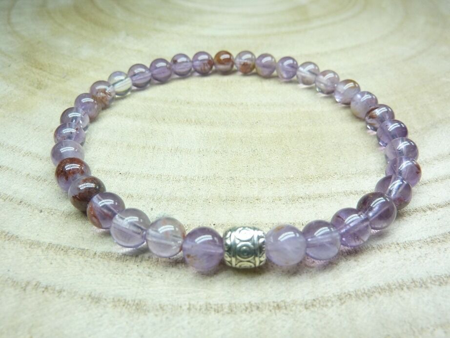 Bracelet Cacoxénite super seven très rare perles rondes 6 mm