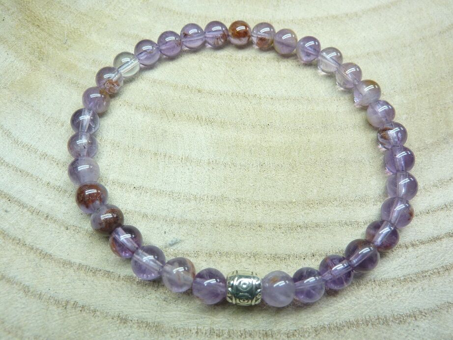 Bracelet Cacoxénite super seven très rare perles rondes 6 mm