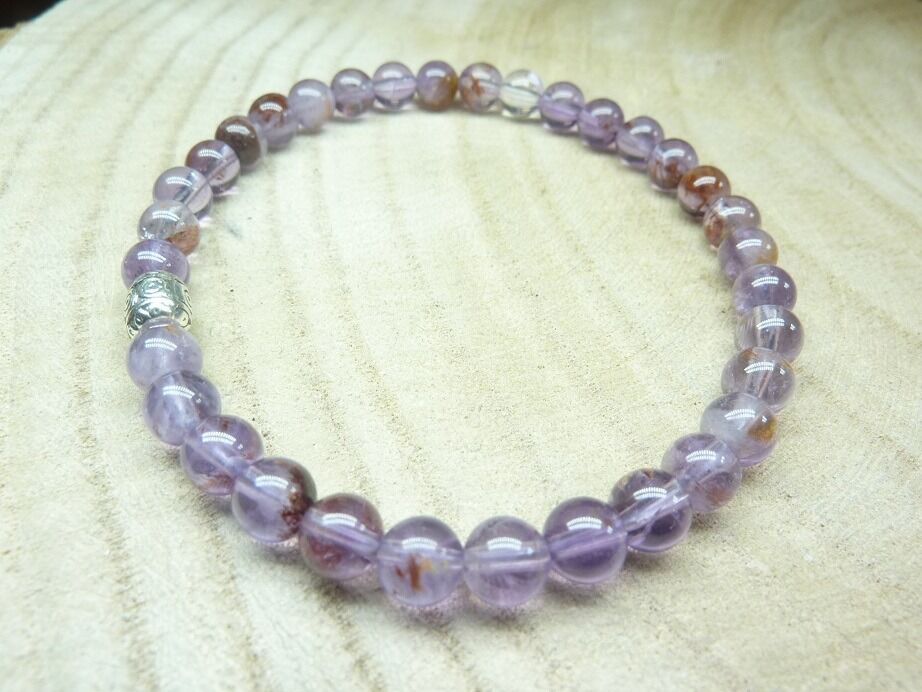 Bracelet Cacoxénite super seven très rare perles rondes 6 mm