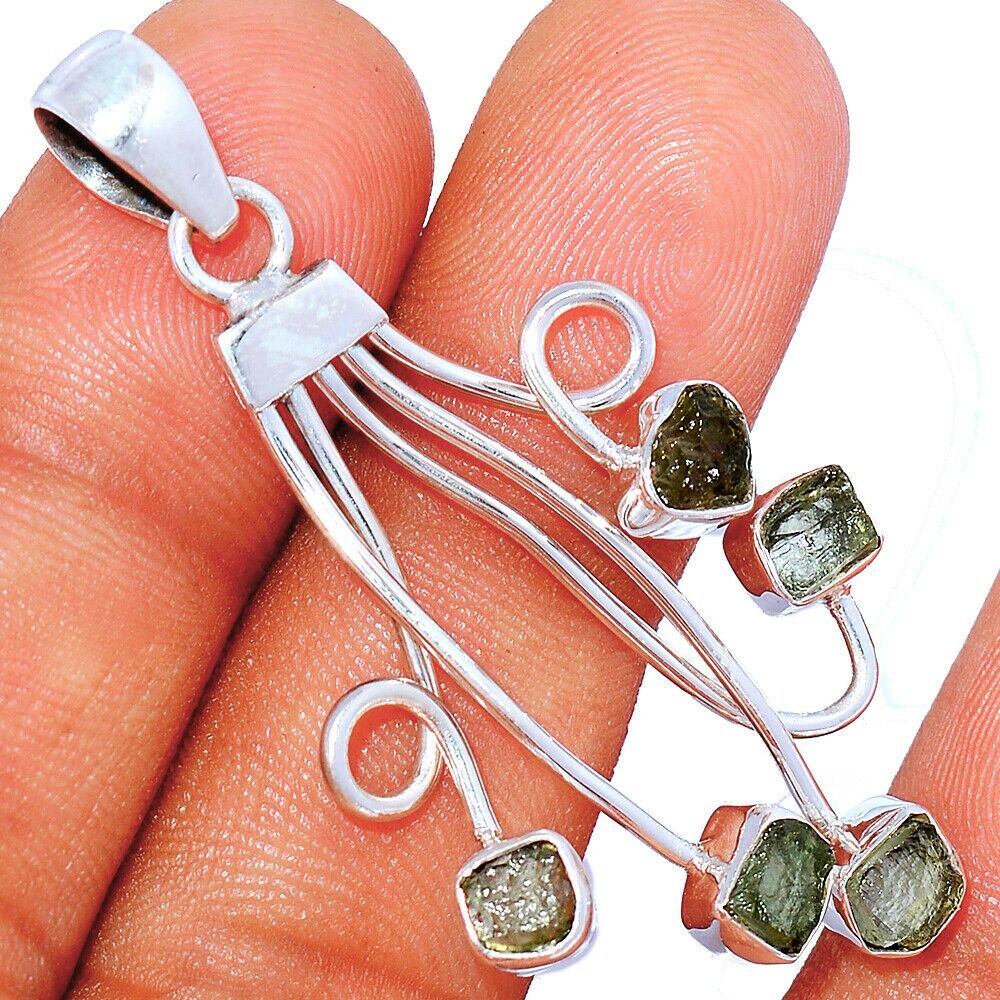 Pendentif moldavite monture argent 925 ref 5030