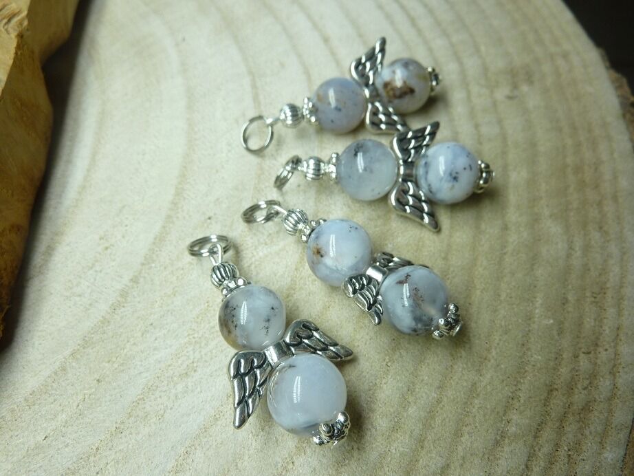 Pendentif Merlinite opale dentritique ange 10 mm