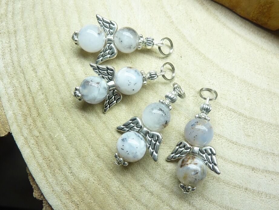 Pendentif Merlinite opale dentritique ange 10 mm