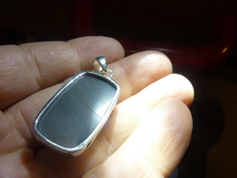 Pendentif Obsidienne oeil céleste monture argent 925 ref 3399