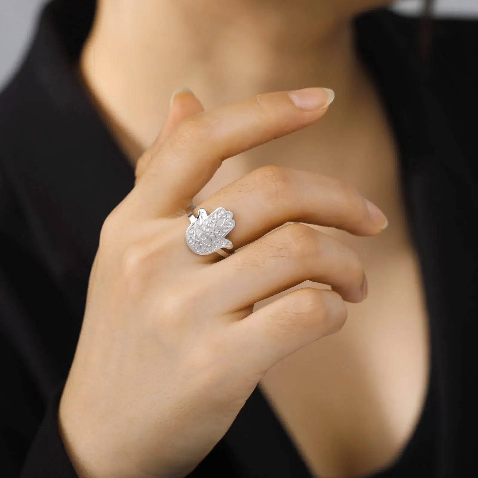 Bague Main de Fatma Hamsa réglagle ref argent