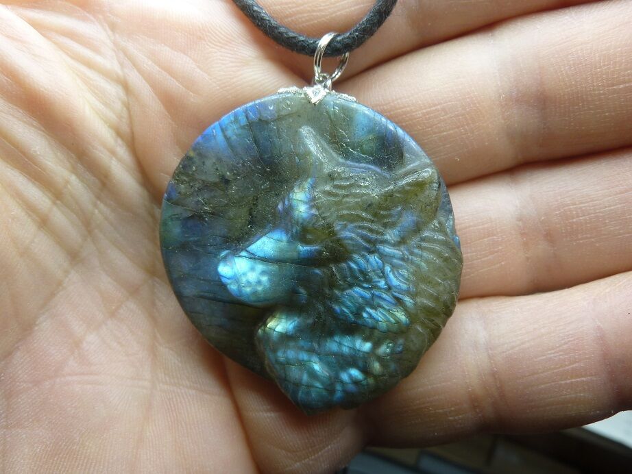 Pendentif Loup Labradorite spécial pour thérapeute 28 gr GGP 1201