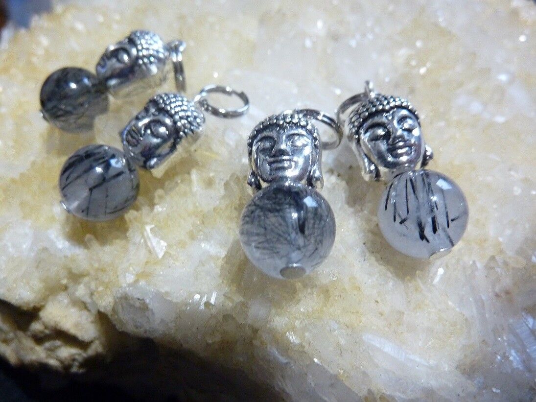 PENDENTIF BOUDDHA PROTECTION QUARTZ TOURMALINÉ 10 MM – Image 2