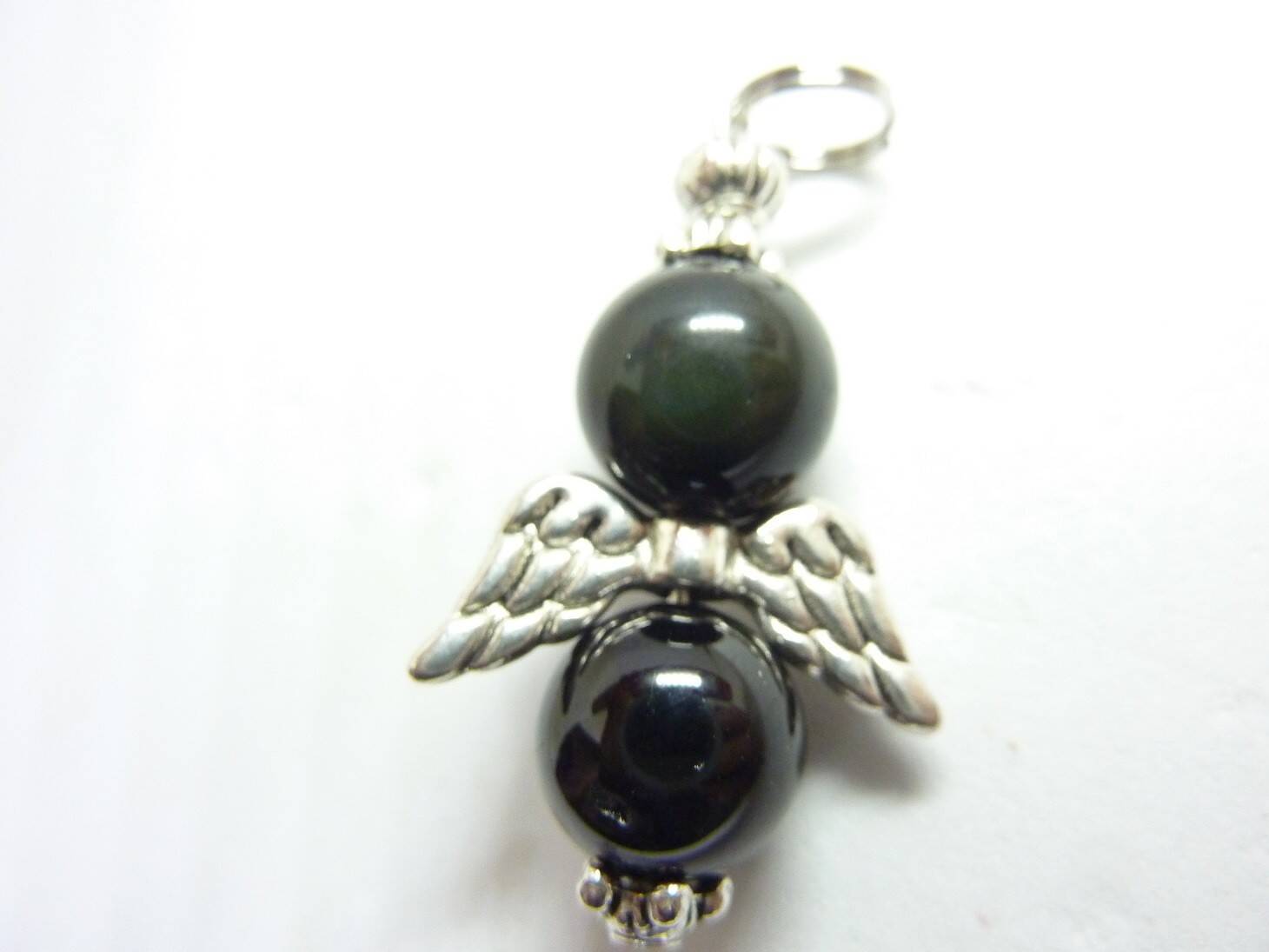 Pendentif Obsidienne oeil céleste-Spinelle noire : perles ronde 10 mm – Image 3