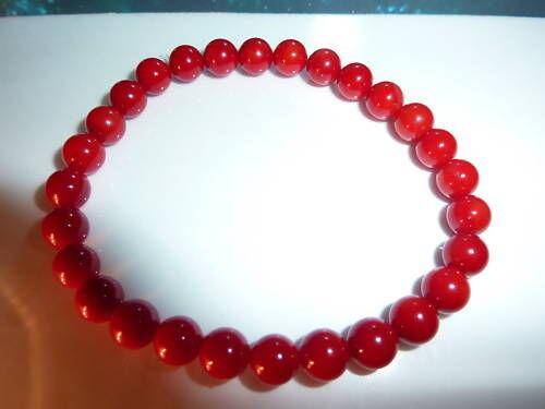 Bracelet en corail rouge perles rondes 6mm