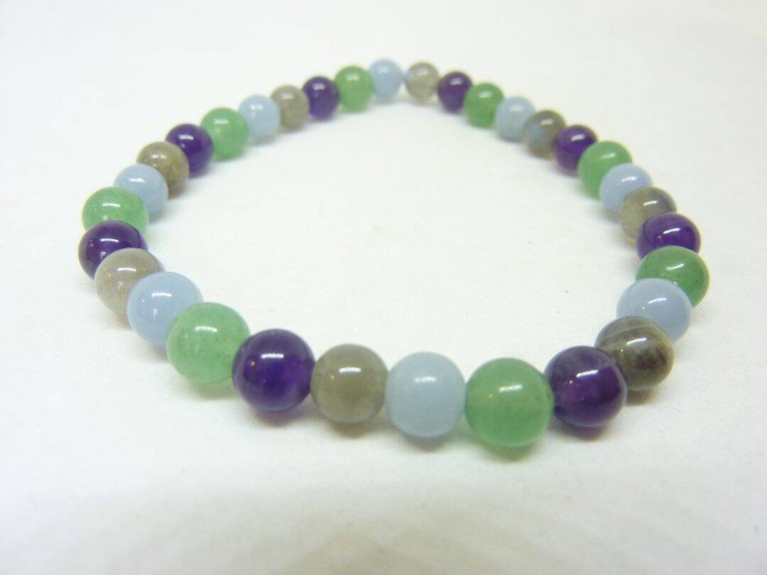 Bracelet améthyste,aventurine,angélite,labradorite