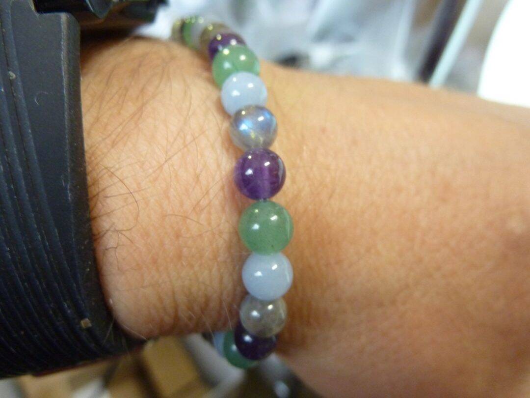 Bracelet améthyste,aventurine,angélite,labradorite