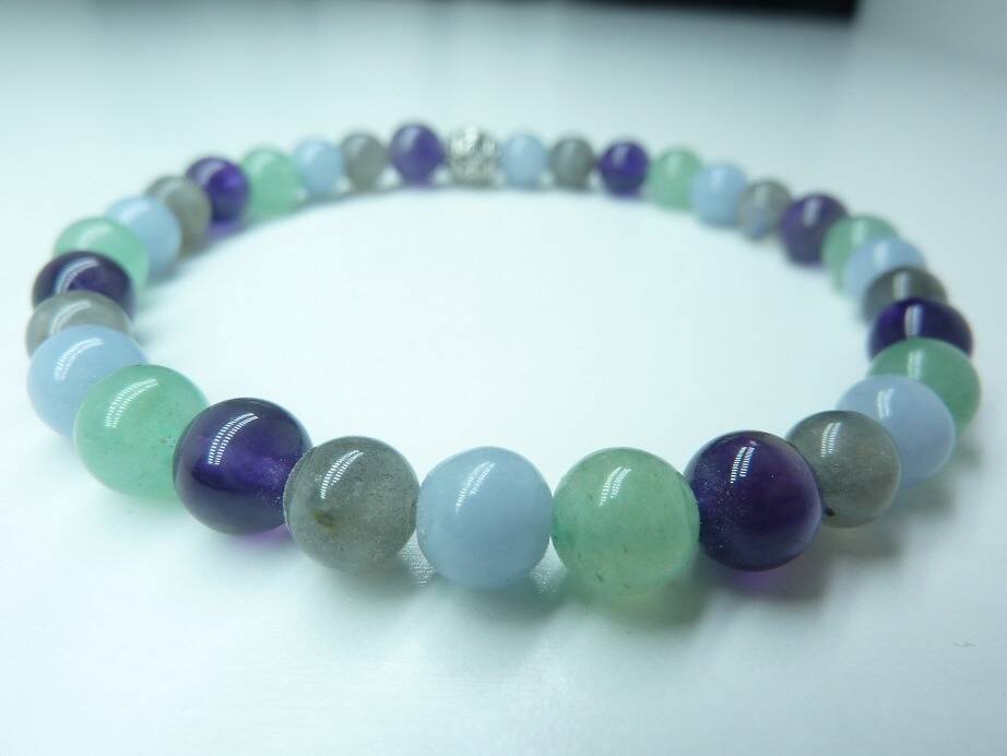 Bracelet Labradorite-aventurine-angélite-améthyste