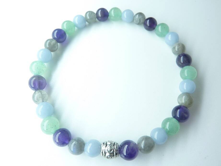 Bracelet Labradorite-aventurine-angélite-améthyste
