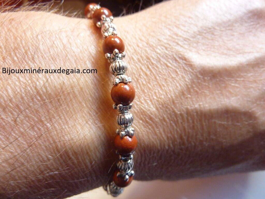Bracelet Jaspe rouge -Perles rondes 6 mm