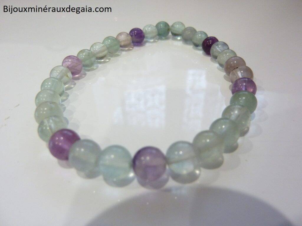 Bracelet Fluorite-Perles rondes 6 mm