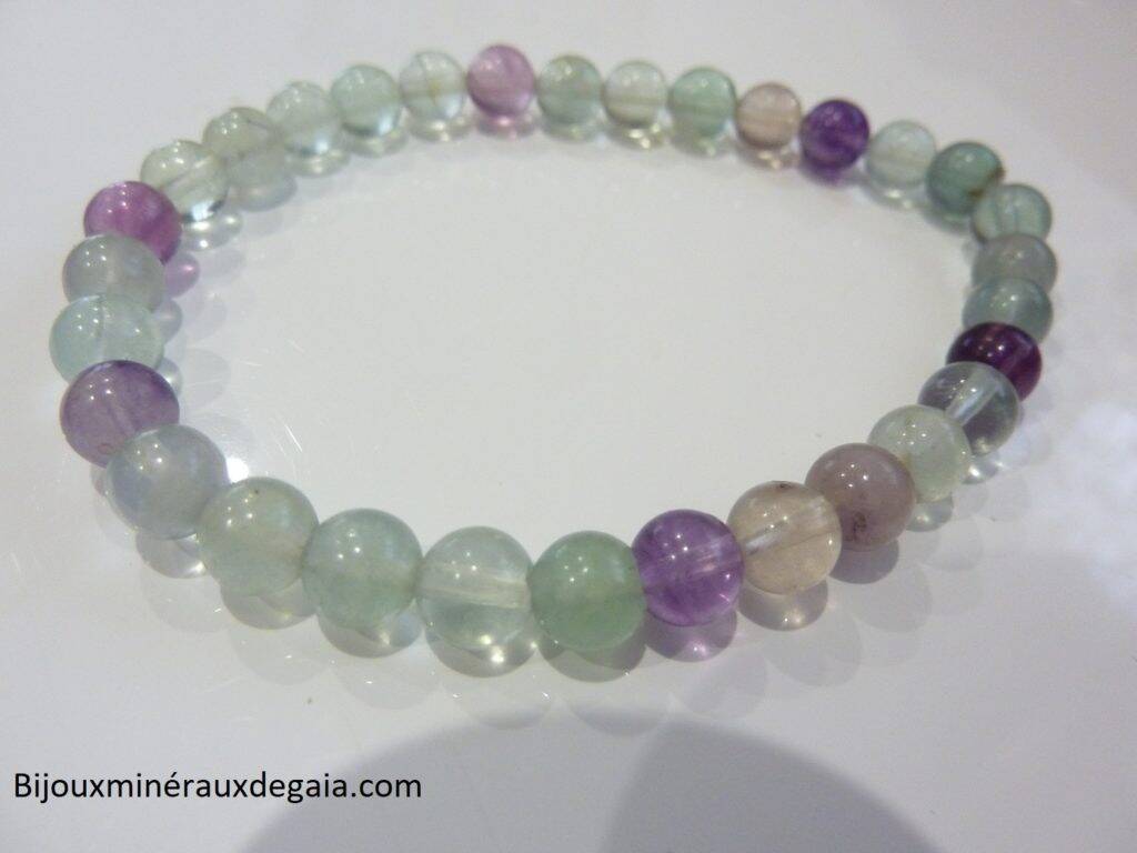 Bracelet Fluorite-Perles rondes 6 mm