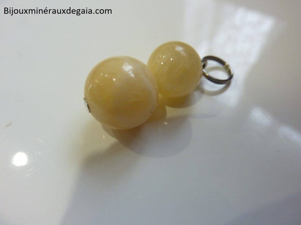 Pendentif Calcite orange - Perles 12-10 mm