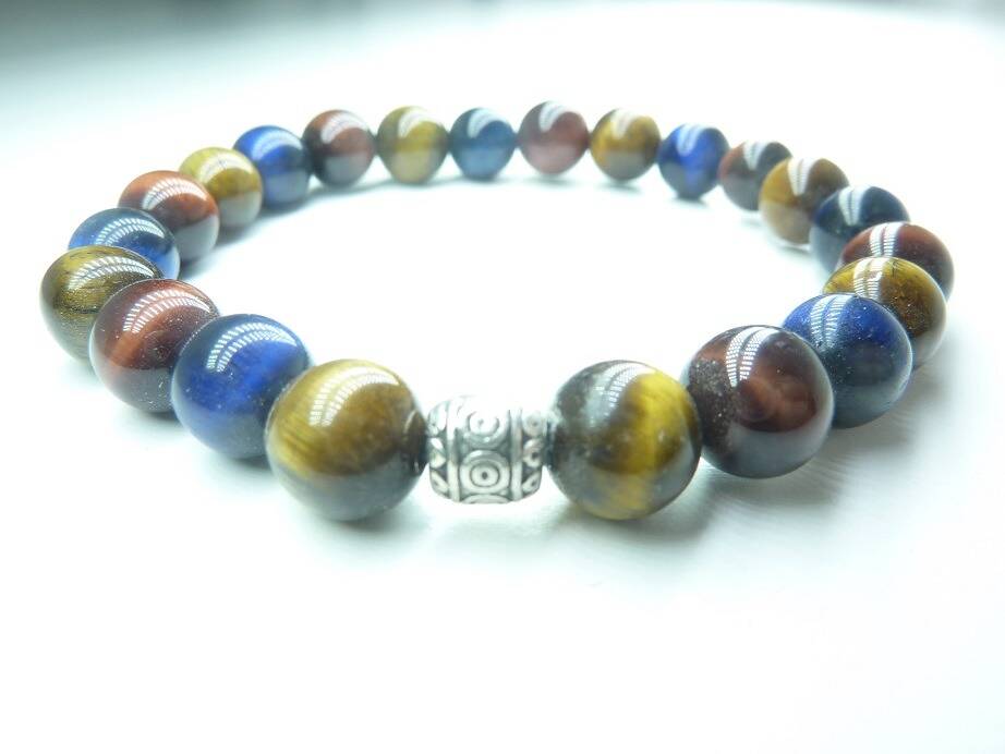 Bracelet oeil de tigre-oeil de Faucon-oeil de Taureau-Perles rondes 8 mm