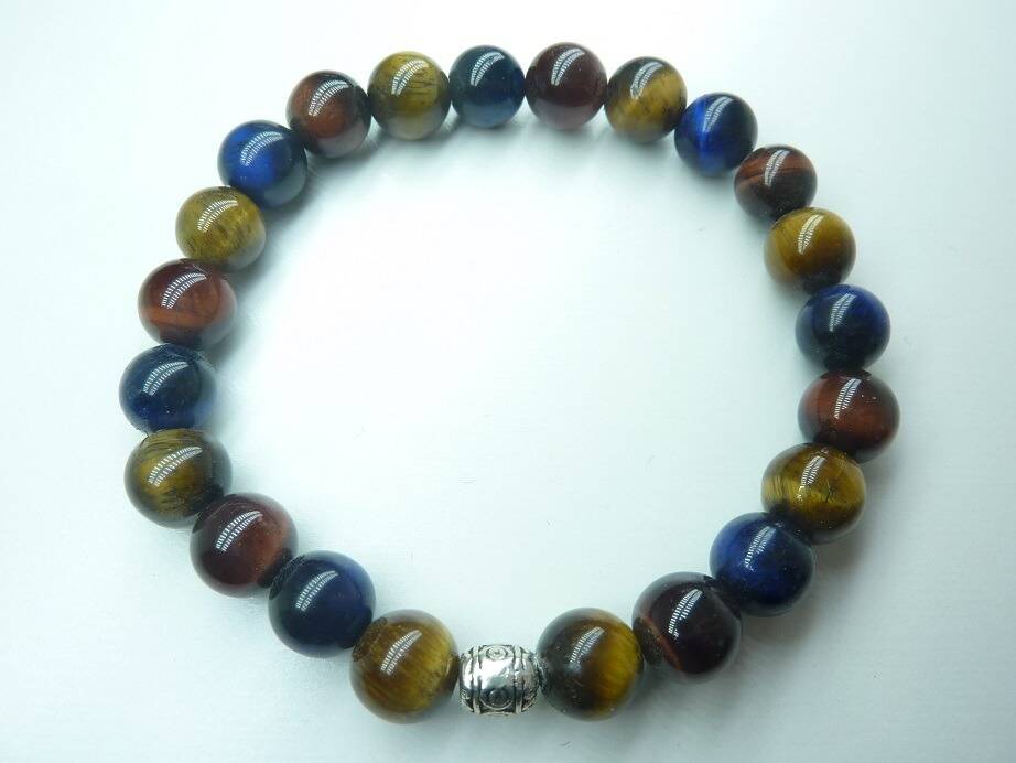 Bracelet oeil de tigre-oeil de Faucon-oeil de Taureau-Perles rondes 8 mm