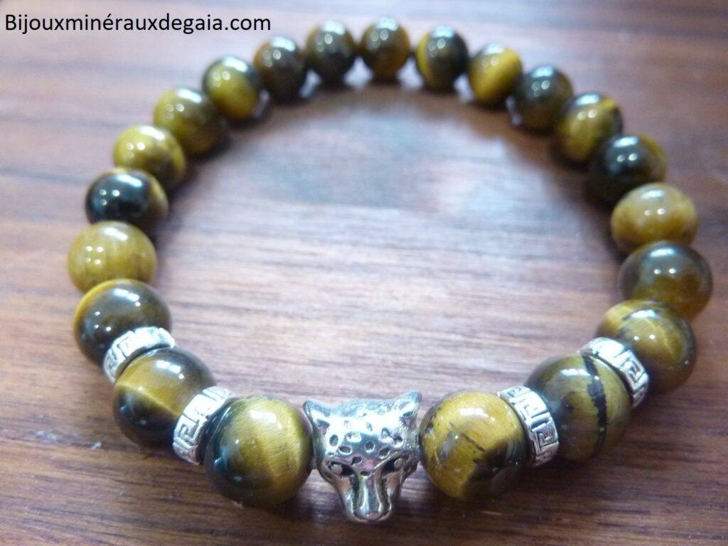 Bracelet Oeil de tigre perles rondes 8 mm