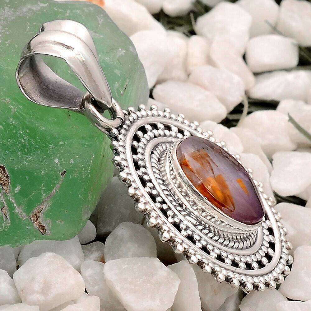 Pendentif Cacoxénite super seven Monture argent 925 très rare Ref 3309