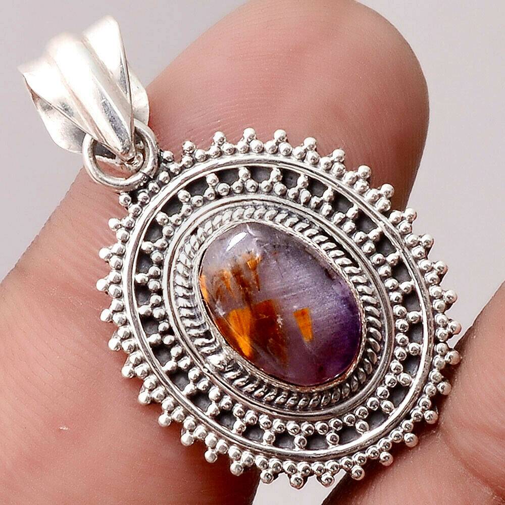 Pendentif Cacoxénite super seven Monture argent 925 très rare Ref 3309