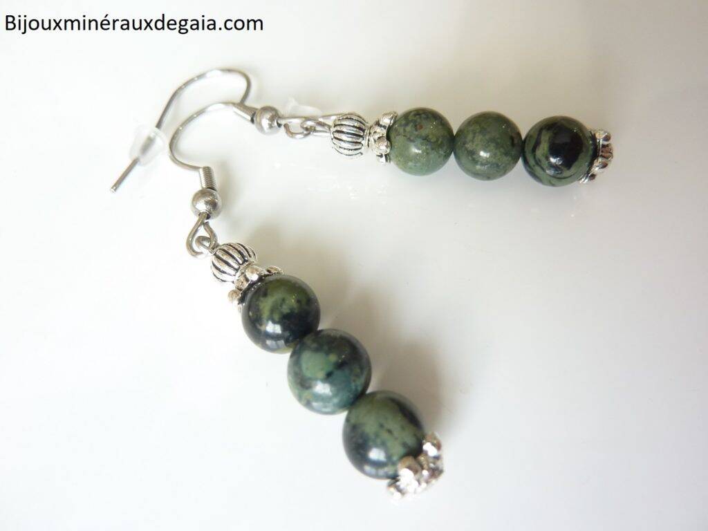 Boucles d'oreilles Jaspe Kambamba Perles rondes 6 mm