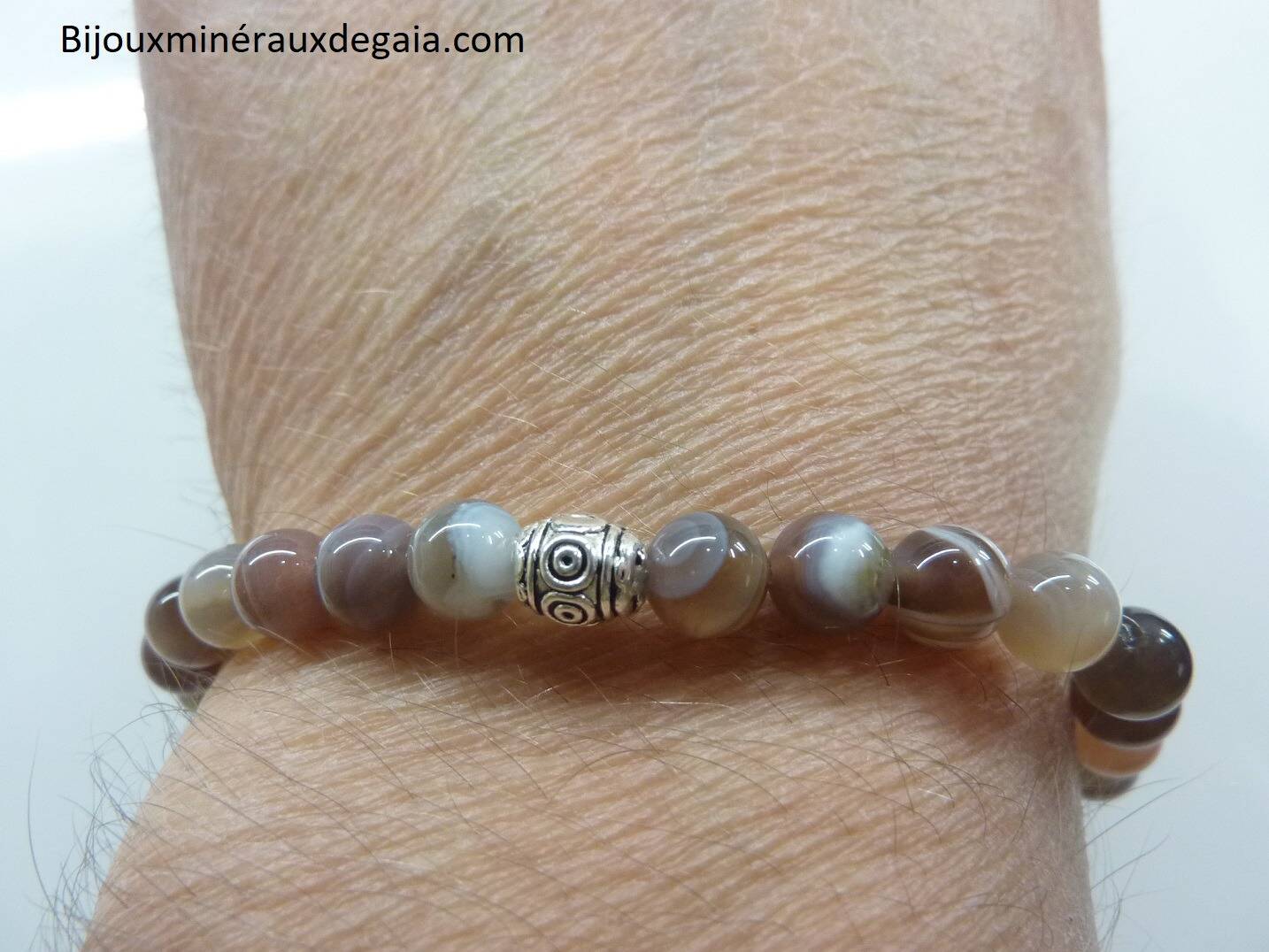 Bracelet agate botswana – Perles rondes 6 mm