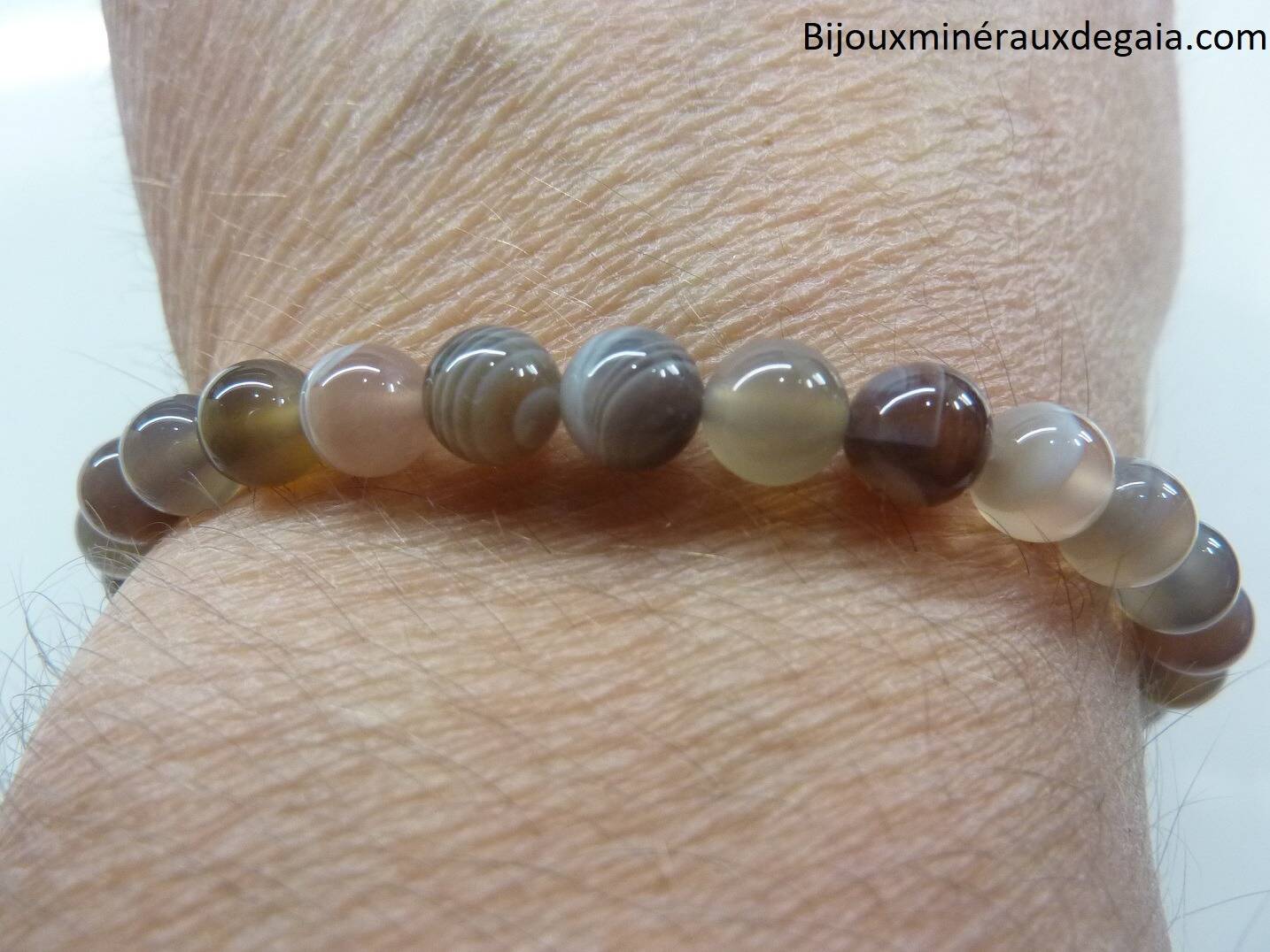 Bracelet agate botswana – Perles rondes 6 mm