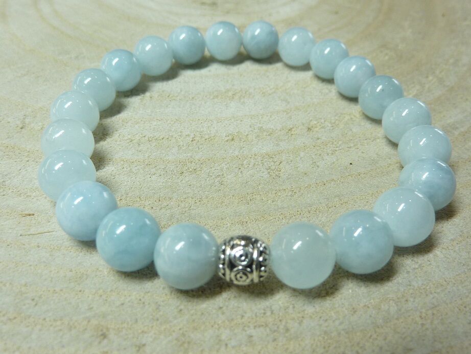 Bracelet Aigue marine - Perles 8 mm