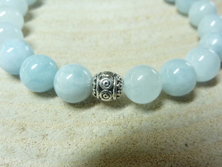 Bracelet Aigue marine - Perles 8 mm