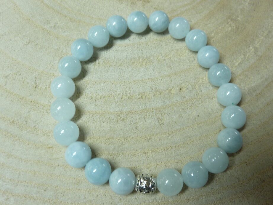 Bracelet Aigue marine - Perles 8 mm