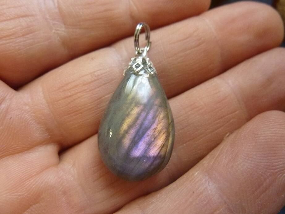 Pendentif Labradorite violet Rare ! ref 1128