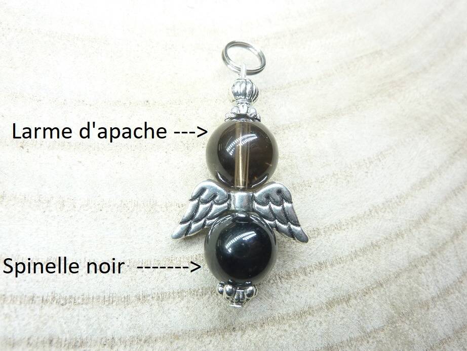 Pendentif Larme d'apache obsidienne-spinelle noir