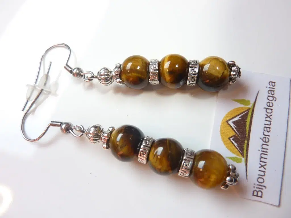 Boucles d'oreilles Oeil de tigre protection et joie