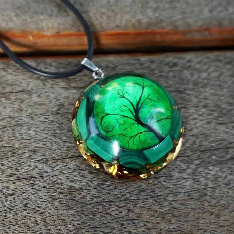 Pendentif orgonite Arbre de vie – Malachite