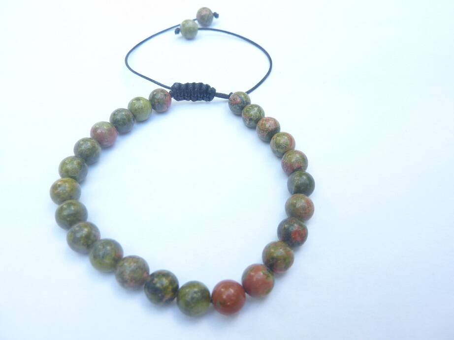 Bracelet Unakite épidote réglable perles 6 mm – Image 3