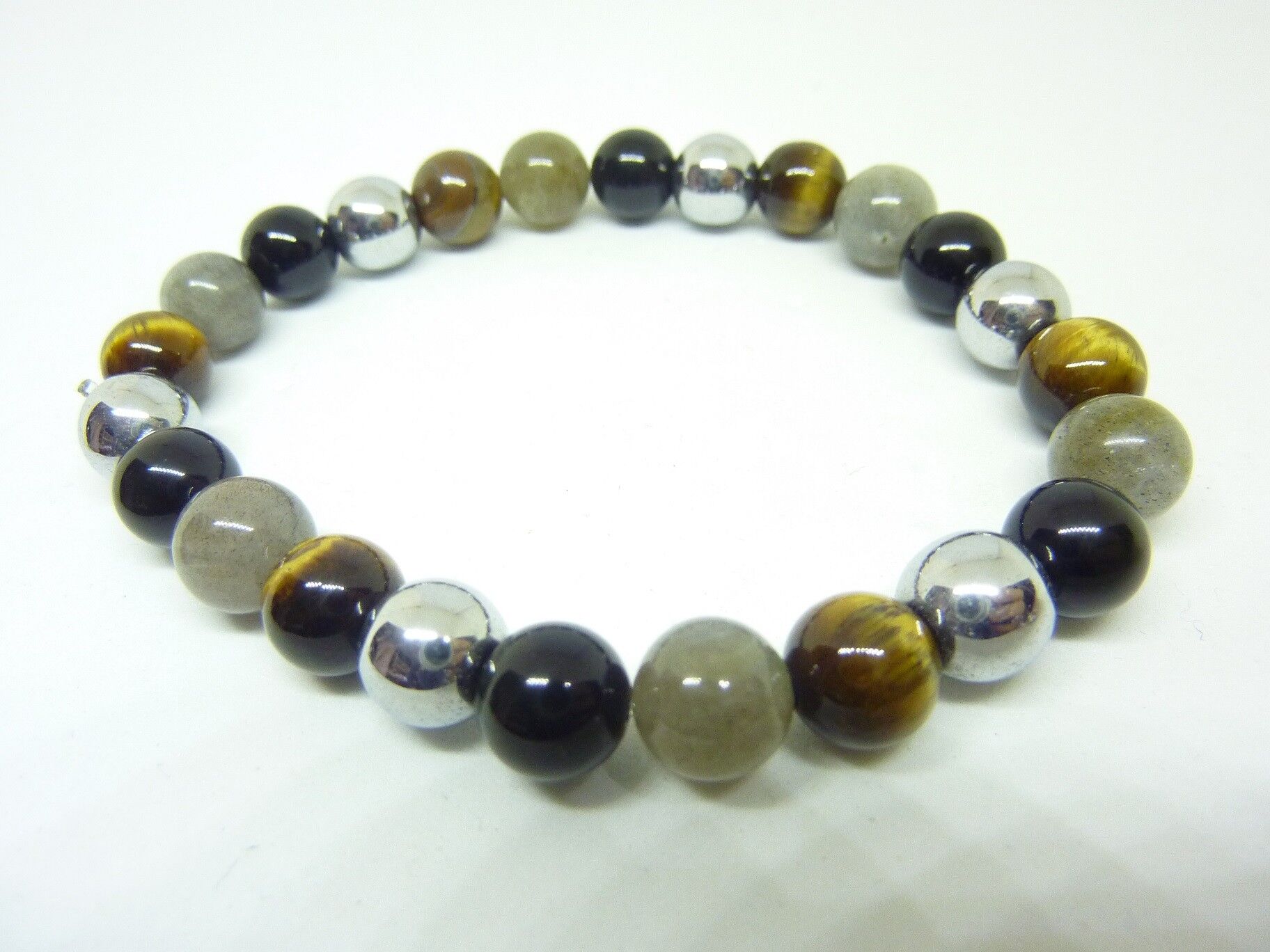 Bracelet Oeil de tigre-Obsidienne oeil céleste-Hématite – Image 4
