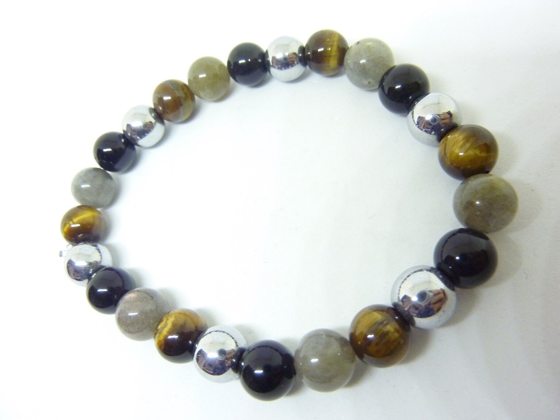 Bracelet Oeil de tigre-Obsidienne oeil céleste-Hématite – Image 3