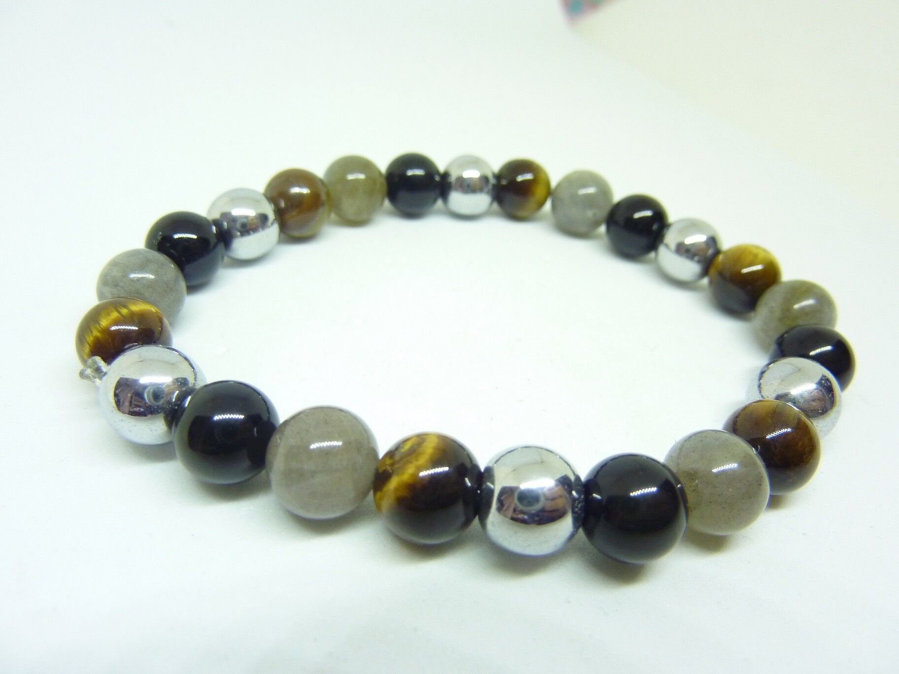 Bracelet Oeil de tigre-Obsidienne oeil céleste-Hématite – Image 2