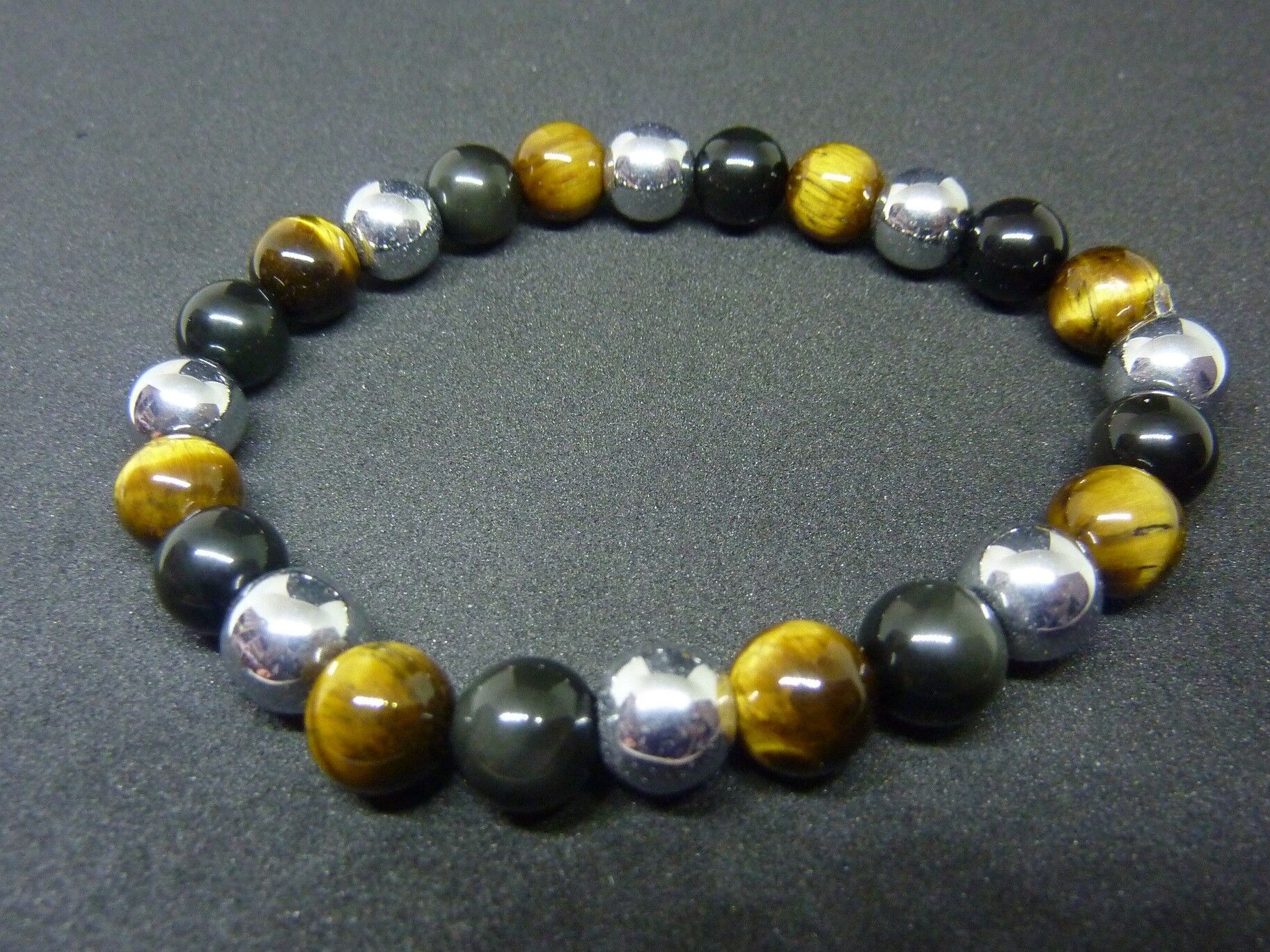 Bracelet Oeil de tigre-Obsidienne oeil céleste-Hématite – Image 9