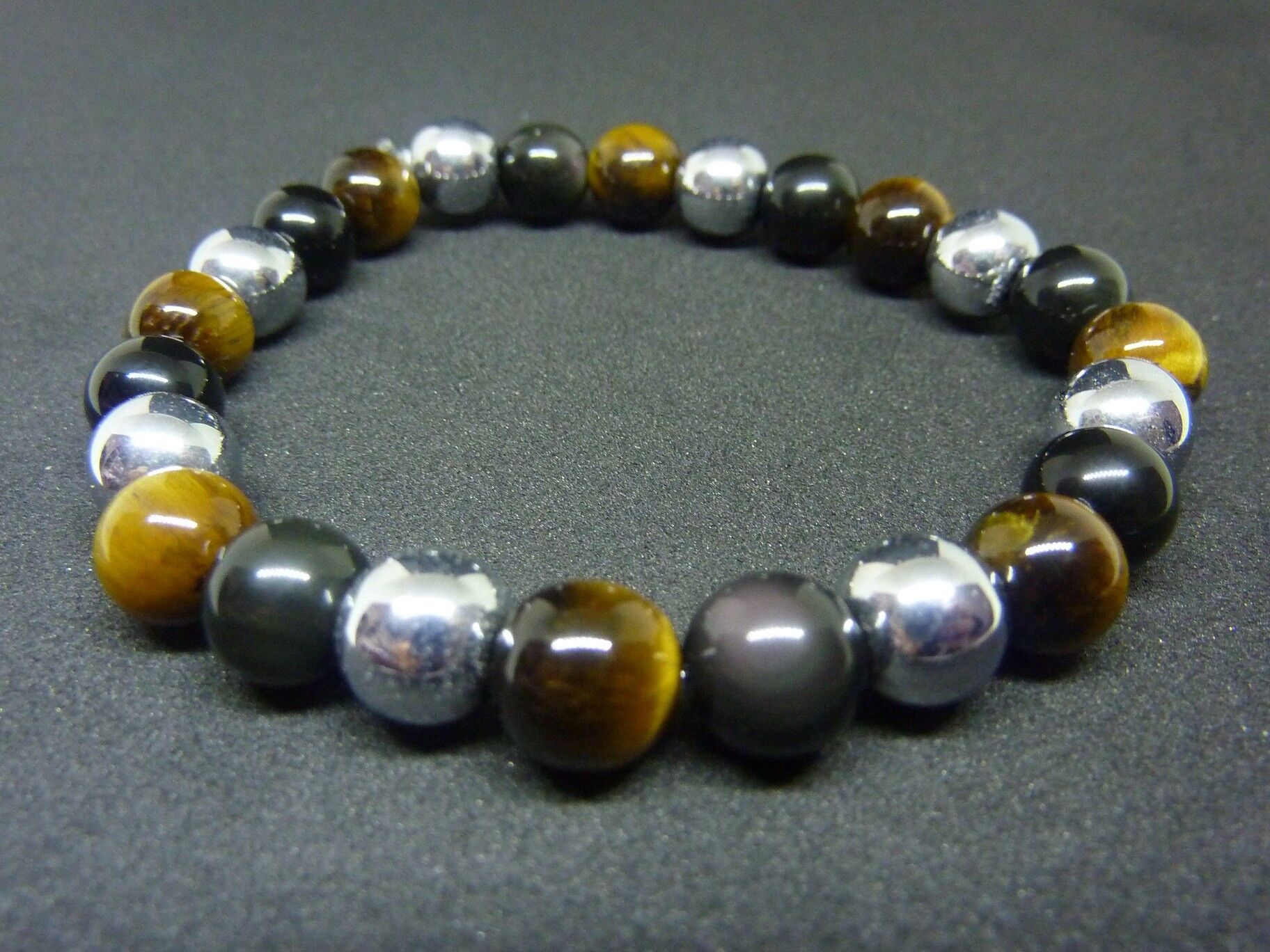 Bracelet Oeil de tigre-Obsidienne oeil céleste-Hématite – Image 6